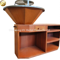 Barbecue au bois en acier corten robuste et personnalisable avec étagères de rangement multi-niveaux pour le jardin