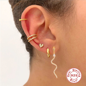 ROXI Deux façons de porter des boucles d'oreilles pendantes en argent sterling S925 avec un motif géométrique en forme de serpent - Product Image 5