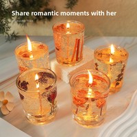 Echte Blumen-Gelee-Wachs Aromatherapie-Kerze Kreative Aromatherapie Schlafzimmer-Duft mit Glas Valentinstag-Geschenk