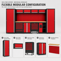 Ensemble d'armoires de rangement pour garage WIGGLE, armoire à outils modulaire pour atelier avec établi, panneau perforé, système de rangement avec tiroirs verrouillables