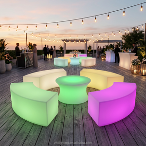 Juego de Muebles para Cafetería y Restaurante, Lujoso Juego de Comedor <span class=keywords><strong>con</strong></span> Iluminación LED, Asientos de Plástico, Sofá, Mesa y Sillas para Restaurante - Product Image 6