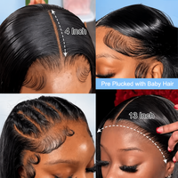 Perruques Frontales en Dentelle Pleine Brésilienne Cheveux Naturels 100% Humains Densité 250 HD, Perruque Cheveux Humains 13x6 13x4 Pré-Épilée avec Dentelle Transparente