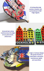 Aimant de réfrigérateur vintage en bois 3D superposé, Tromsø Norvège, Aurores boréales, Renne, Bergen, Souvenir, Aimant personnalisé en MDF, Cadeau de voyage - Product Image 6