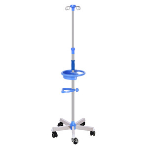 Vente en gros directe de supports de perfusion IV portables avec roulettes, tiges télescopiques, en acier inoxydable et supports de bouteilles en fonte. - Product Image 1