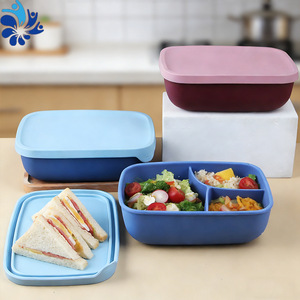 Chinese Style Three Compartment Lunch <b>Box</b> 1-3L Portable With <b>Plastic</b> Lid For Office Workers - Product Image 3