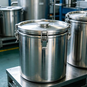 Serbatoio Industriale in Acciaio Inossidabile per Sale al Litio con Coperchio <span class=keywords><strong>a</strong></span> Morsetto - Product Image 1