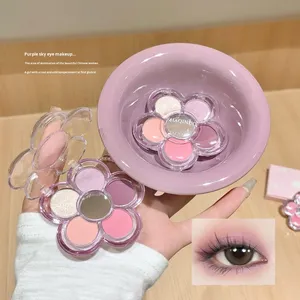 แป้งมิเนอรัลกันน้ำสไตล์เกาหลี SHAQINUO 5 กรัม <span class=keywords><strong>สีชมพู</strong></span>เข้ม 5 เฉดสี พาเลทอายแชโดว์รูปหัวใจ<span class=keywords><strong>สีชมพู</strong></span>เชอร์รี่ ชิมเมอร์แมตต์ - Product Image 4