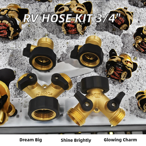 Kit de 4 piezas de latón para conexión de mangueras con válvula de bola de dos vías, cinta de PTFE, OEM personalizable para RV, exteriores y jardín - Product Image 2