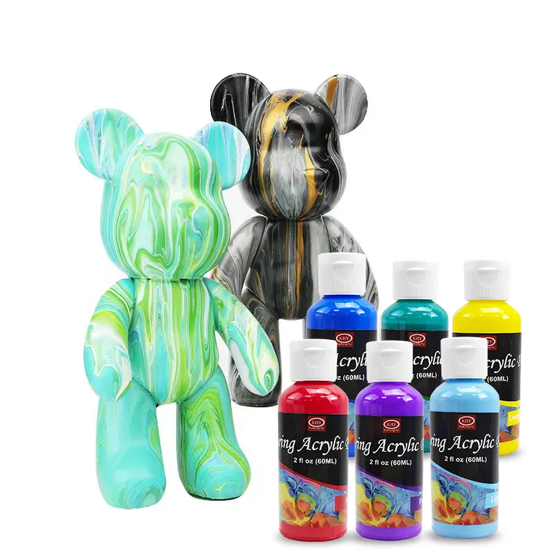 Personnalisé Populaire 24 Couleurs 60 ML Art Craft Set Acrylique Verser Peinture DIY Violent Bear