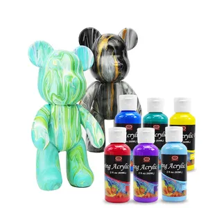Kunden spezifische beliebte 24 Farben 60 ML Art Craft Set Acryl Gieß farbe DIY gewalttätigen Bären