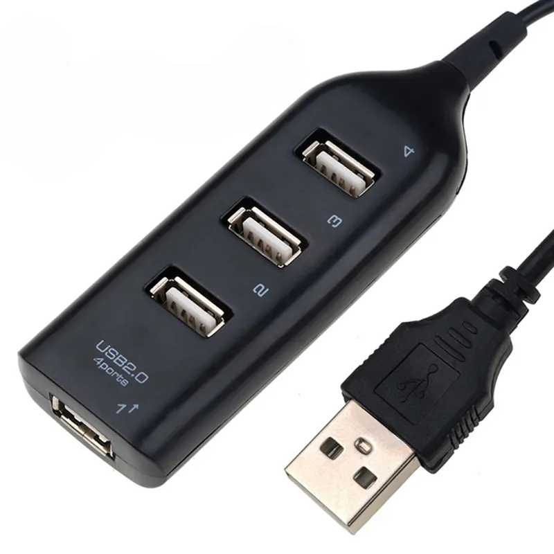 Divisor de 4 puertos USB HUB adaptador de Panel de expansión multihub para PC, ordenador de escritorio, accesorios para computadora portátil negro/blanco