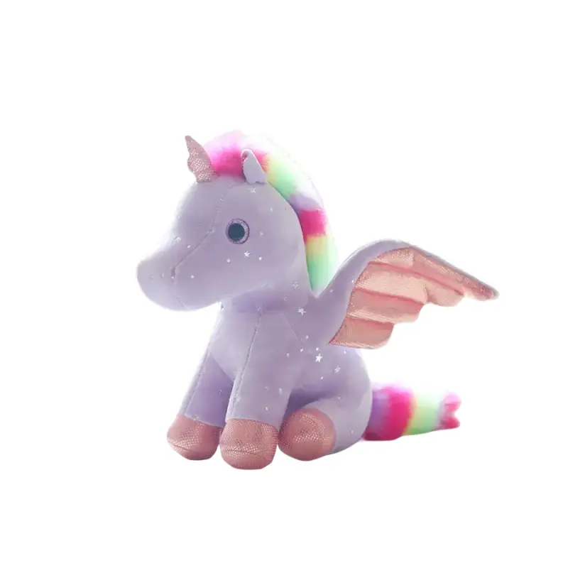 Peluche de unicornio colorido arcoíris de alta calidad al por mayor, juguetes de peluche personalizados