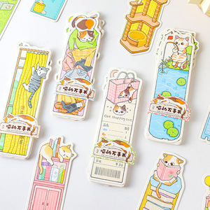 10pcs/pack Shaped Pocket Bookmarks Meow's Everything Book Series Creative Cute Cartoon Student Reading Labeling Cards