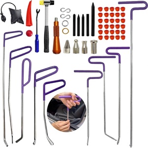 59 pièces de tiges de <span class=keywords><strong>débosselage</strong></span> sans <span class=keywords><strong>peinture</strong></span> et stylos de <span class=keywords><strong>débosselage</strong></span>, avec embouts souples rouges et cale rouge, OLIVER, ajustement universel pour la réparation de bosses de carrosserie <span class=keywords><strong>automobile</strong></span> et l'élimination des dommages de grêle - Product Image 1