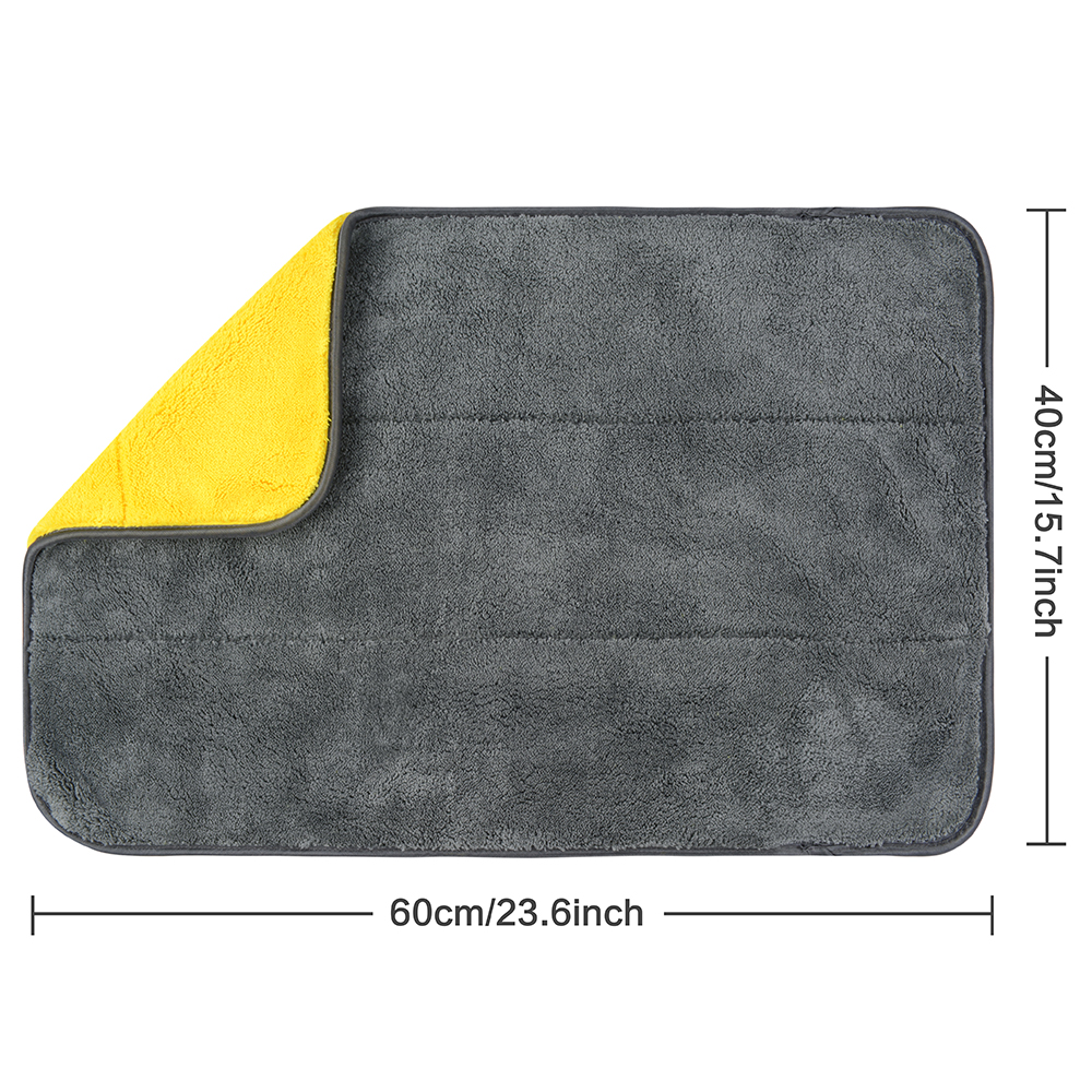 SUNLAND 1000gsm 16x24 дюйма Премиум двойной чехол повышенной прочности с плюшевой подкладкой из микрофибры Автомойка Полотенце из микрофибры для чистки автомобиля для сушки