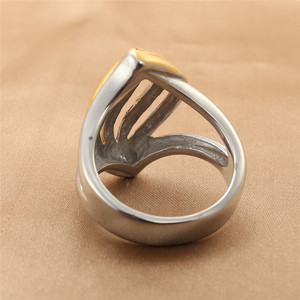 Anillo Hueco de Acero de Titanio Estilo Europeo Americano, Diseño Geométrico Retro Punk de Dos Tonos, Joyería Unisex para Fiesta 290119 - Product Image 3