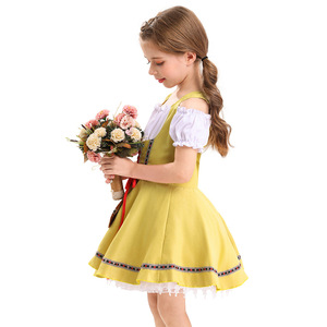 Vestido Dirndl Amarillo para Niñas, Estilo Oktoberfest, Corte en A, Chifón Lavable, Disfraz para Festivales - Product Image 3