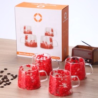 280ml Dubbelwandige Borosilicaat Glazen Koffiemok Echte Gedroogde Bloemen Hittebestendig Vaatwasser- en Magnetronbestendig Modern Design voor