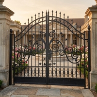 Grill de maison de luxe, design moderne, en fer forgé, porte d'entrée pour jardin