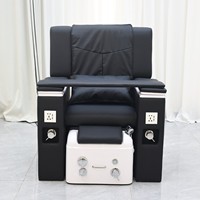 Fauteuil de pédicure électrique de luxe réglable, équipement de salon de massage des pieds sans plomberie avec bol en verre portable