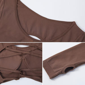 Top de Yoga Feminino Leve de Manga Comprida Cor Sólida Roupa de Fitness Costas Bonitas e Sexy Tamanho Grande Respirável para Exportação - Product Image 3