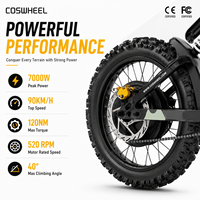 Coswheel pour moto tout-terrain R6000, 7000W de puissance maximale, 60V30Ah, cadre en alliage, pneus 70/100 19M/C, frein à disque hydraulique, LED, NFC, >80km/h