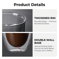 Kingze Conception moderne personnalisée 80ml 220ml 300ml Tasse à café expresso cappuccino jus de crème glacée à double paroi en verre