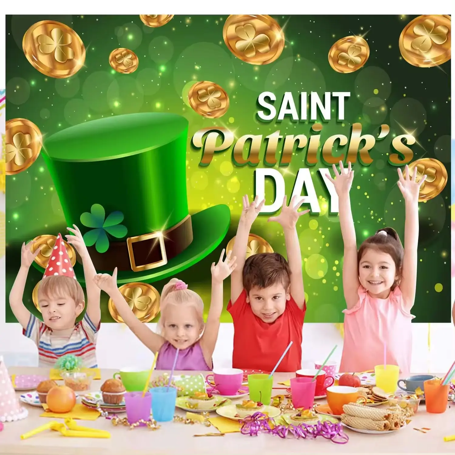 Nicro Happy St. Patrick's Day Festival irlandés Suministros para fiestas de vacaciones Colgante de pared Foto Props Banners de fondo