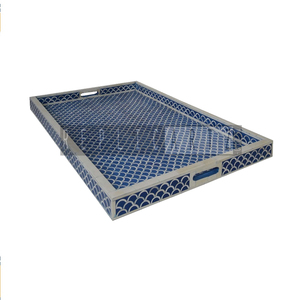 Replicartz - Bandeja de Servir Azul de Nácar, la Más Vendida, para Comer, Trabajar, Almacenar, Cocina, Sala de Estar, Baño, Hospital, Exteriores - Product Image 1