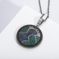 Nouveau Collier Pendentif Terre Rotatif, Chaîne Globe Hip Hop Entièrement Sertie de Zircons, Bijou Tendance Unisexe