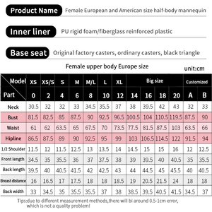 <span class=keywords><strong>Mannequin</strong></span> de modèle de <span class=keywords><strong>couture</strong></span> réglable de style support pour femme avec des caractéristiques de tête et de bras pour adultes en tissu - Product Image 6