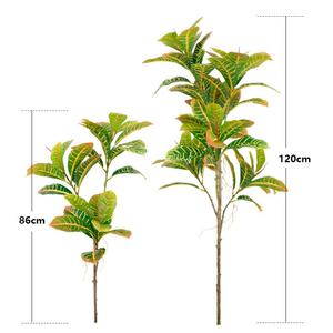 Arbre artificiel Banian doré, structure multi-fourches, feuilles à transition de couleur, construction en plastique pour décoration minimaliste de salon - Product Image 1