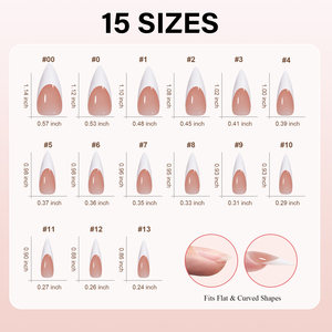 Set de Manicura Francesa de Alto Brillo, <span class=keywords><strong>Uñas</strong></span> Postizas Largas Stiletto Color Nude, 180 Piezas, Cobertura Completa, 15 Tamaños para Salón y Venta al por Menor - Product Image 6