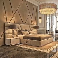Lit en cuir capitonné de style villa de luxe italienne, meubles de chambre à coucher, cadre en bois, lit double moderne, lit king-size