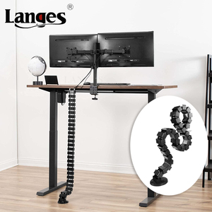 Plastic Height Adjustable Desk Clamp-On Vertebrae Cable Organizer Kit Quad Entry Snack Wire Management