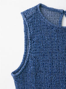 GX5280 أزياء النساء ملابس البوتيك بلا أكمام الدنيم خط اللباس السيدات ملابس الشارع الأنيق الجينز فستان صغير - Product Image 4