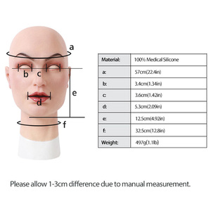 Masque facial réaliste en silicone pour femme avec <span class=keywords><strong>maquillage</strong></span>, masque de tête de belle fille pour drag queen, <span class=keywords><strong>travesti</strong></span>, cosplay, déguisement - Product Image 6