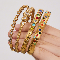 Bracelet géométrique en zirconium pour femmes, élégant et luxueux, en acier inoxydable, vente en gros d'usine