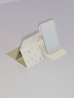 Miroir de poche pliable Winway avec logo personnalisé, faible MOQ, finition argentée, grossissement 1X, mini miroir pliable en cuir PU souple