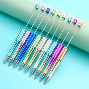 Vente en gros, bricolage personnalisé, entretoise Unique en métal, stylo à bille perlé couleurs perles en plastique pour stylos à perles