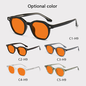 New Round Classic <strong>Fashionable</strong> TR90 Frame Red Orange Yellow Lenses Optical Frame Unisex Anti Blue Light <strong>Glasses</strong> - Product Image 5