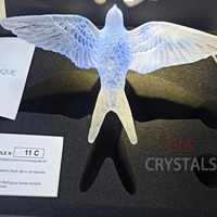 Vase de table haut de gamme en cristal Hirondelles, design champêtre français, fait main, élégant, décoration artistique en forme d'hirondelle pour Bar Mitzvah et mariage