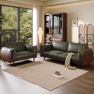 Genuine Leather Living Room <b>Sofa</b> Italian Minimalist Light Luxury Design With Black Walnut Solid <b>Wood</b> <b>Frame</b> For Home Use - Product Image 3