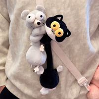 Porte-clés en peluche à col long, motif animal torsadé, style viral, mignon et maléfique, pour sac à dos, breloque, ornement, cadeau pour adolescents