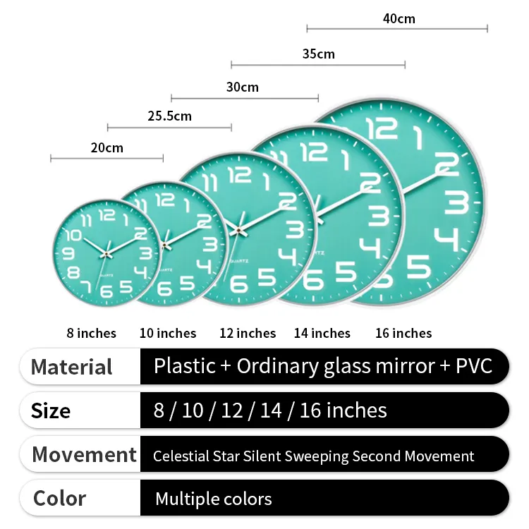 Özel sessiz duvar iş için saat ev dekoru plastik matematik kuvars saat