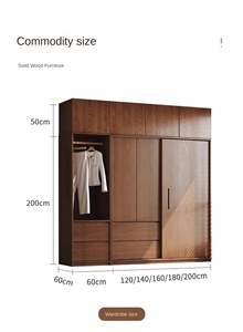 <span class=keywords><strong>Armadio</strong></span> con Ante <span class=keywords><strong>Scorrevoli</strong></span> in Legno Massello di Quercia, Design Moderno e Semplice, Arredamento per Camera da Letto, Colore Noce - Product Image 4
