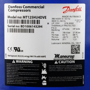 Compresseur frigorifique Danfoss MT125HU4DVE 10Hp à piston pour usage industriel - Product Image 4