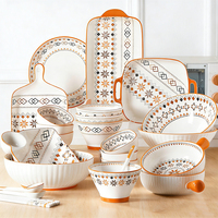 Service de table en céramique en porcelaine personnalisé, comprenant un bol à soupe, un plat à salade, des assiettes à dîner pour la maison, des ensembles de vaisselle