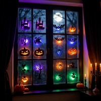 Autocollants muraux 3D d'Halloween, veilleuse LED évidée, utilisés pour la décoration murale de fêtes à domicile, formes citrouille, chauve-souris, araignée