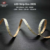Bande LED ECO 2835 240leds/m 24v 6000k 20w 10mm CRI>80 152LM/W